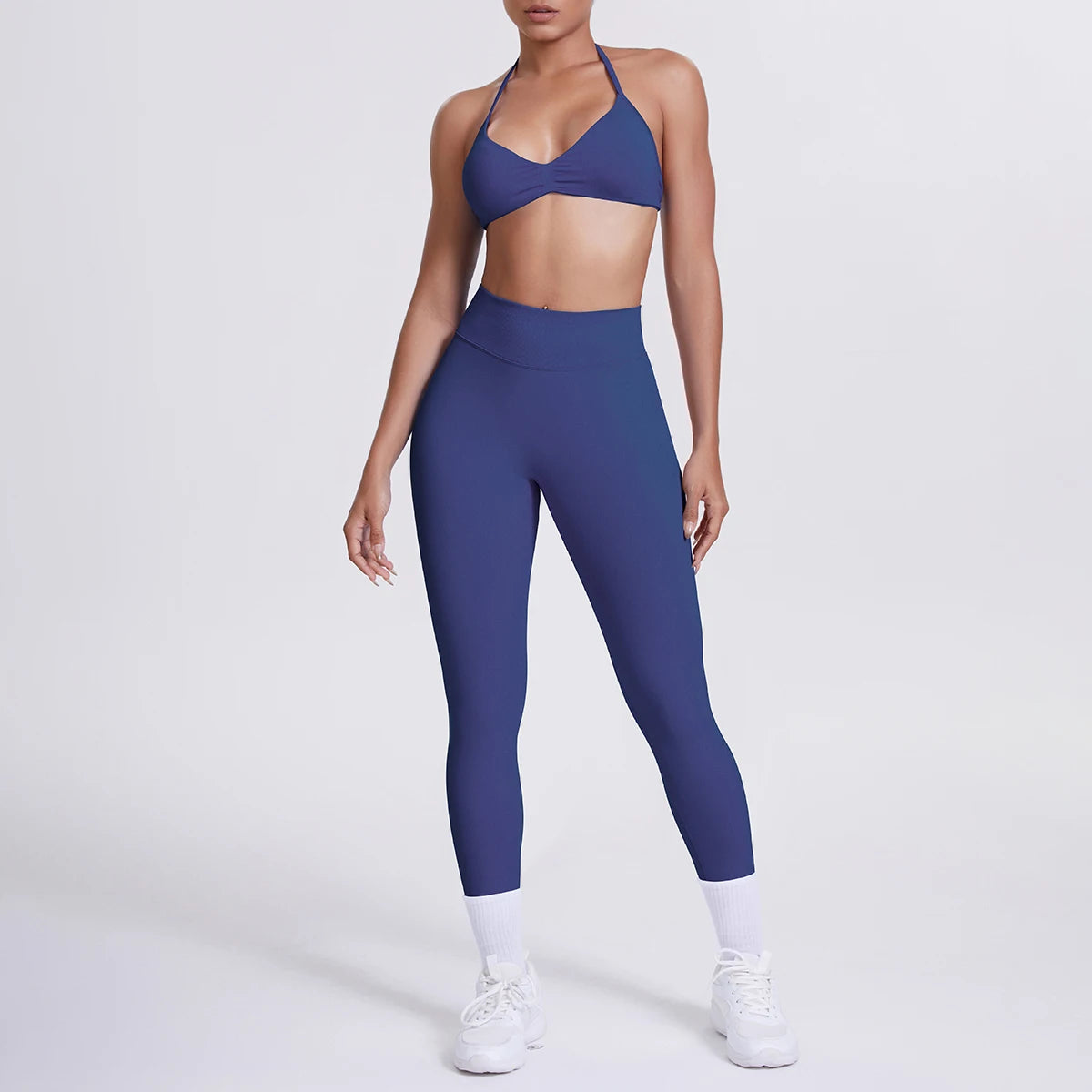 Women 2pcs Patchwork Sport Yoga Suit Training Sleeveless Sport Gym Tops Tummy Control Slimming Booty Leggings Yoga Suit Sports - ATFH