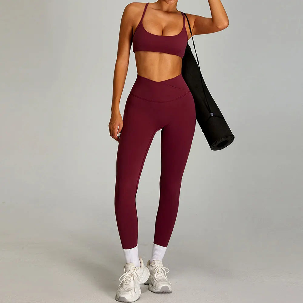 mikeyoga Women Yoga Suit 2PCS Sports Set Quick-Drying Gym Set Women Tracksuit Running Workout Short Sleeves Sports Yoga Clothing - ATFH