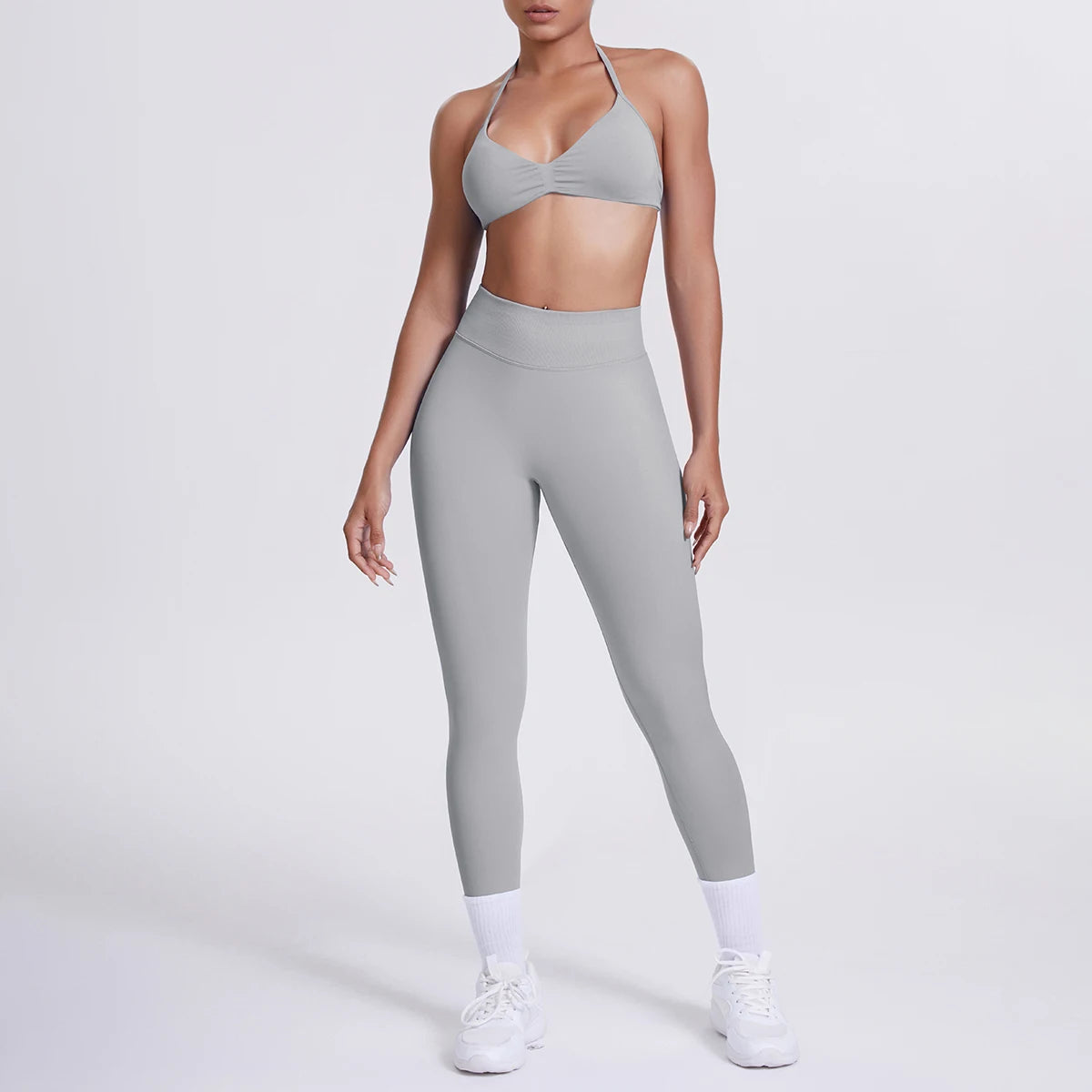 Women 2pcs Patchwork Sport Yoga Suit Training Sleeveless Sport Gym Tops Tummy Control Slimming Booty Leggings Yoga Suit Sports - ATFH