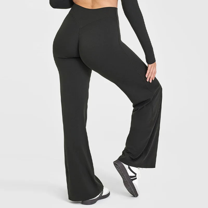 VEQKING Soft Active Women Yoga Pants Strait-leg Yoga Pilates Trousers Naked Feel Gym Fitness Peach Hip Outfits Loose Fit Bottoms ATFH