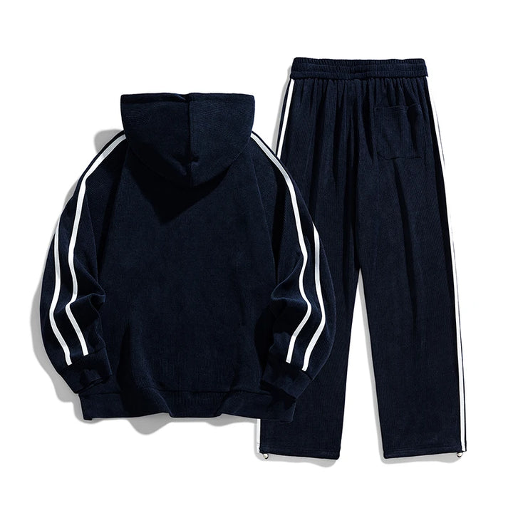 Big Size 8xl 7xl Corduroy Men's Tracksuit Set Black Hoodie Pants 2pcs Suits Autumn Winter Jacket Hooded Oversize Sportswear Man - ATFH