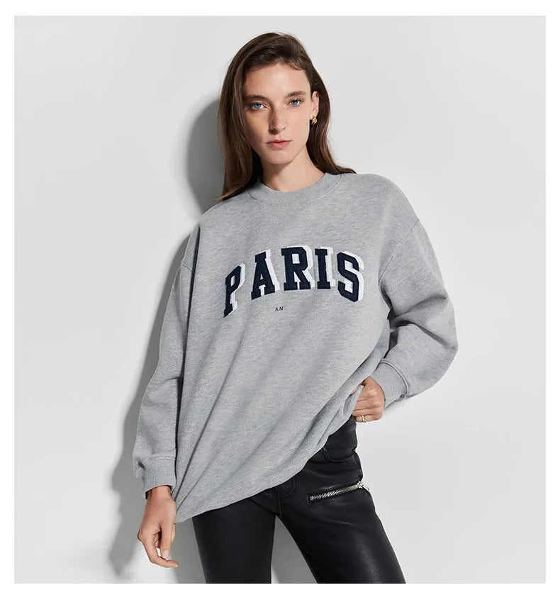 Winter New North American Niche Classic Logo Hand-cranked Special Sticker Embroidered Towel Embroidered Fleece Women's Sweater - ATFH