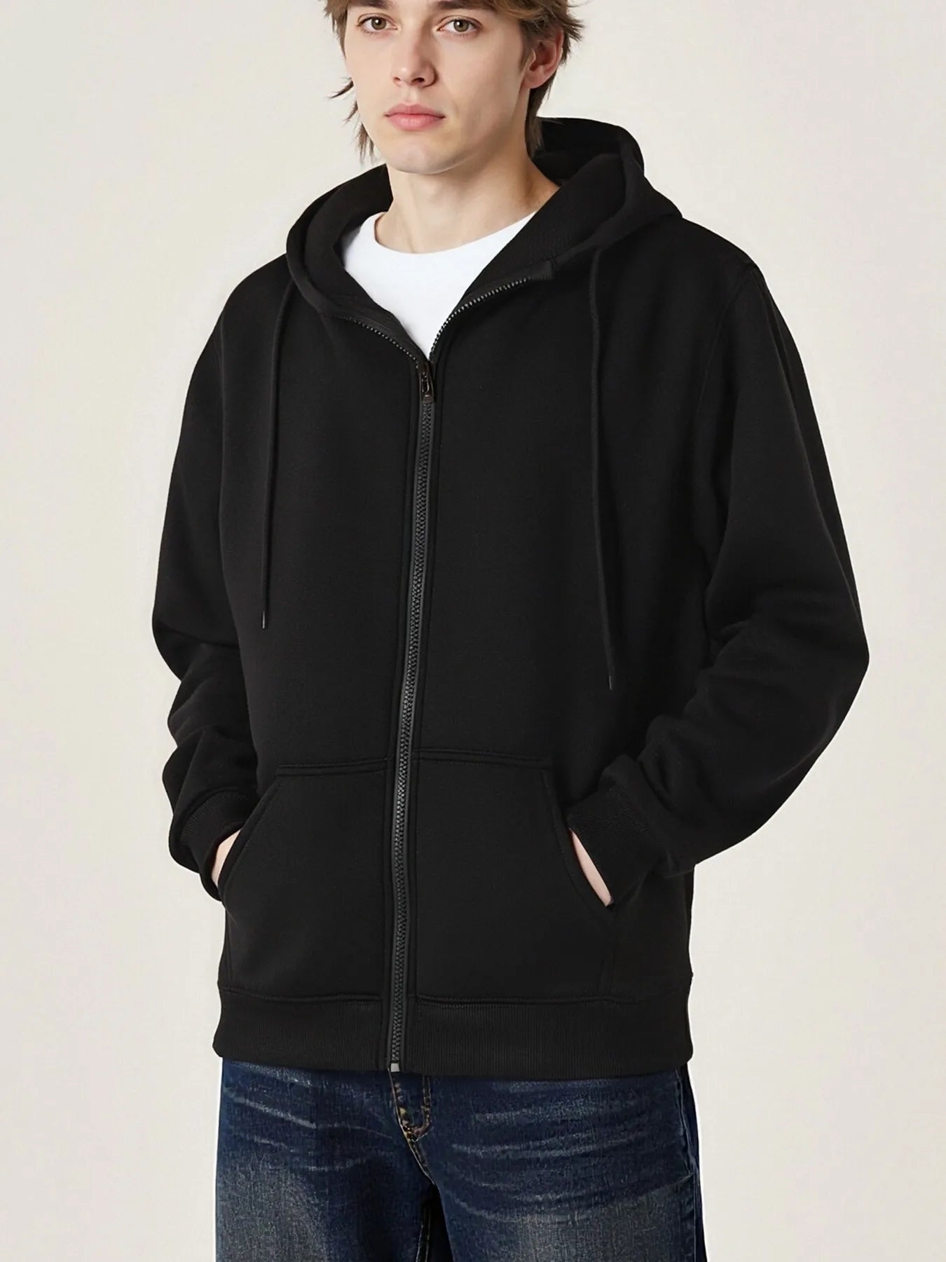 Autumn Winter Zip-Up Hoodie Solid Casual Outwear Comfy Fashion Sweatshirts Fleece Street Veste Loose Oversize Top Soft lothes - ATFH