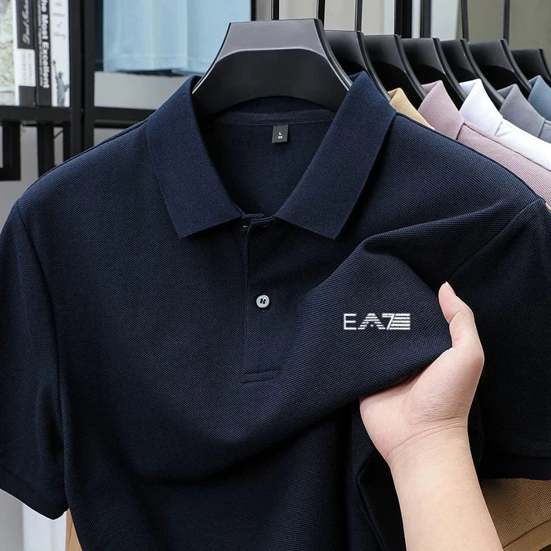 2026polo shirt short sleeved letter printed men's summer top made of 100% pure cotton, comfortable, breathable and casual