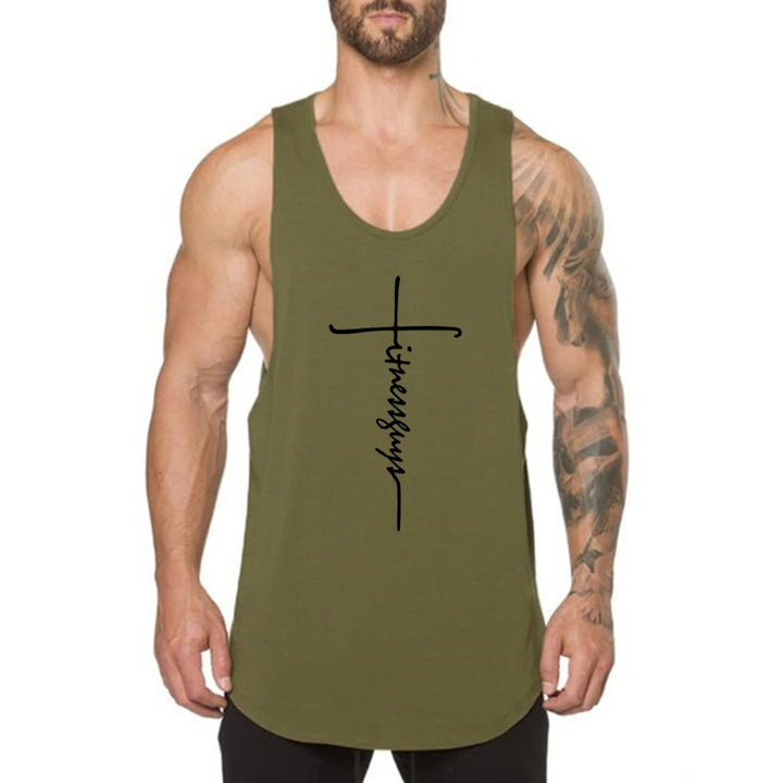Fitness Guys Running Vests Men Bodybuilding Stringer Tank Tops Summer Cotton Fashion Casual Singlets Muscle Gym Sleeveless Shirt