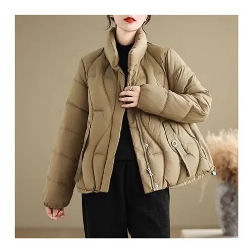 Fashion Large Size Winter Jacket New Down Cotton Coat Women's Short Style Stand Up Collar Loose Casual Outerwear A300 ATFH