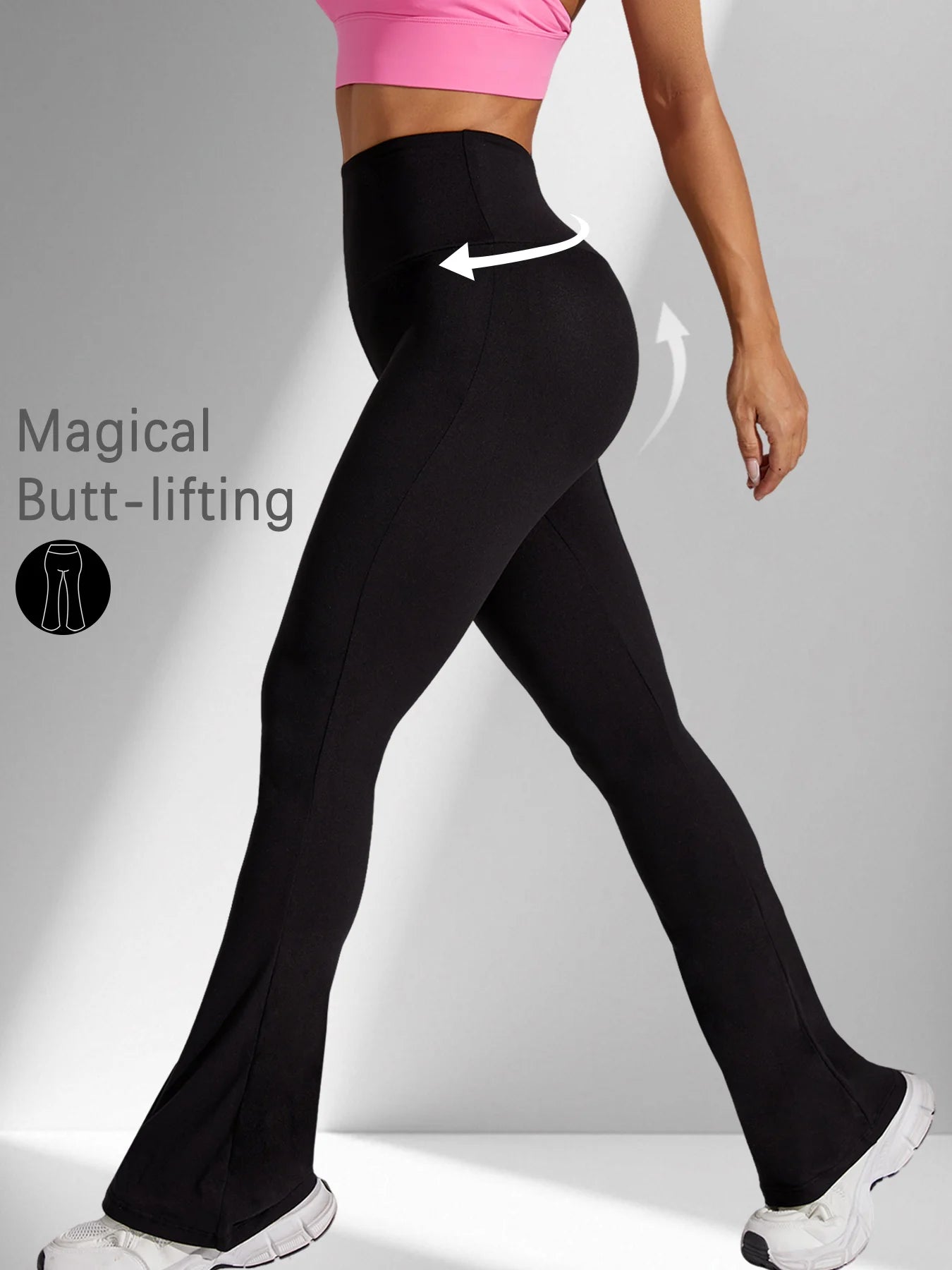 Women's Super Soft Flare Pants High Waisted Tummy Control Workout Yoga Push Up Gym Fitness Long Leggings Bell Bottoms ATFH