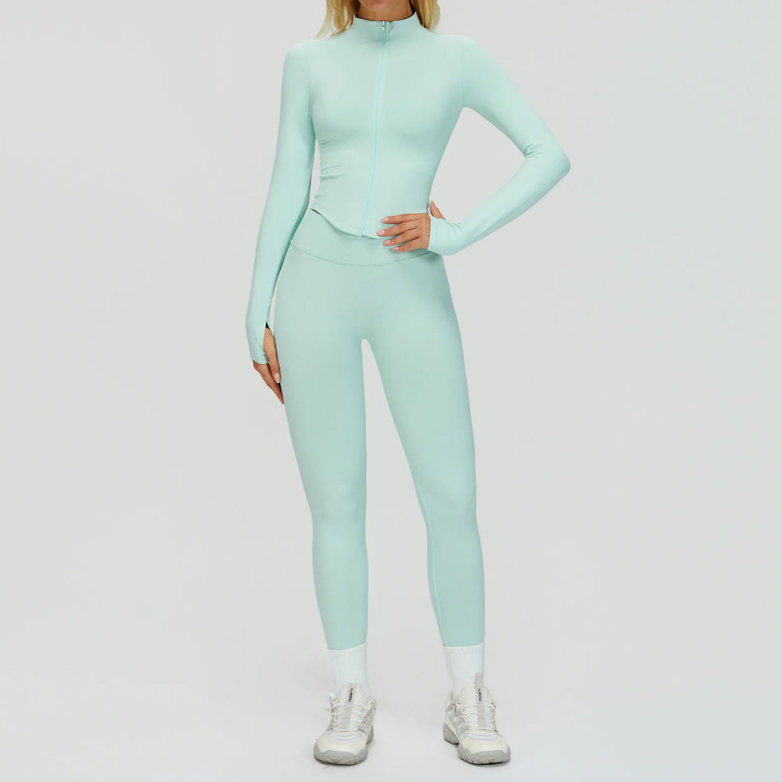 Seamless Yoga Suit 2PCS Sports Set Women Tracksuit Gym Running Workout Clothes Sports Long Sleeve Athletic Wear Yoga Clothing - ATFH