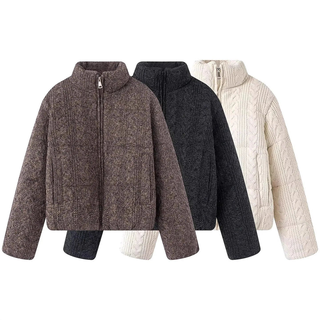 2026 New Autumn Winter Women's Fashion Jacket Elegant Eight-Strand Knitted Warm Thick Coat ATFH