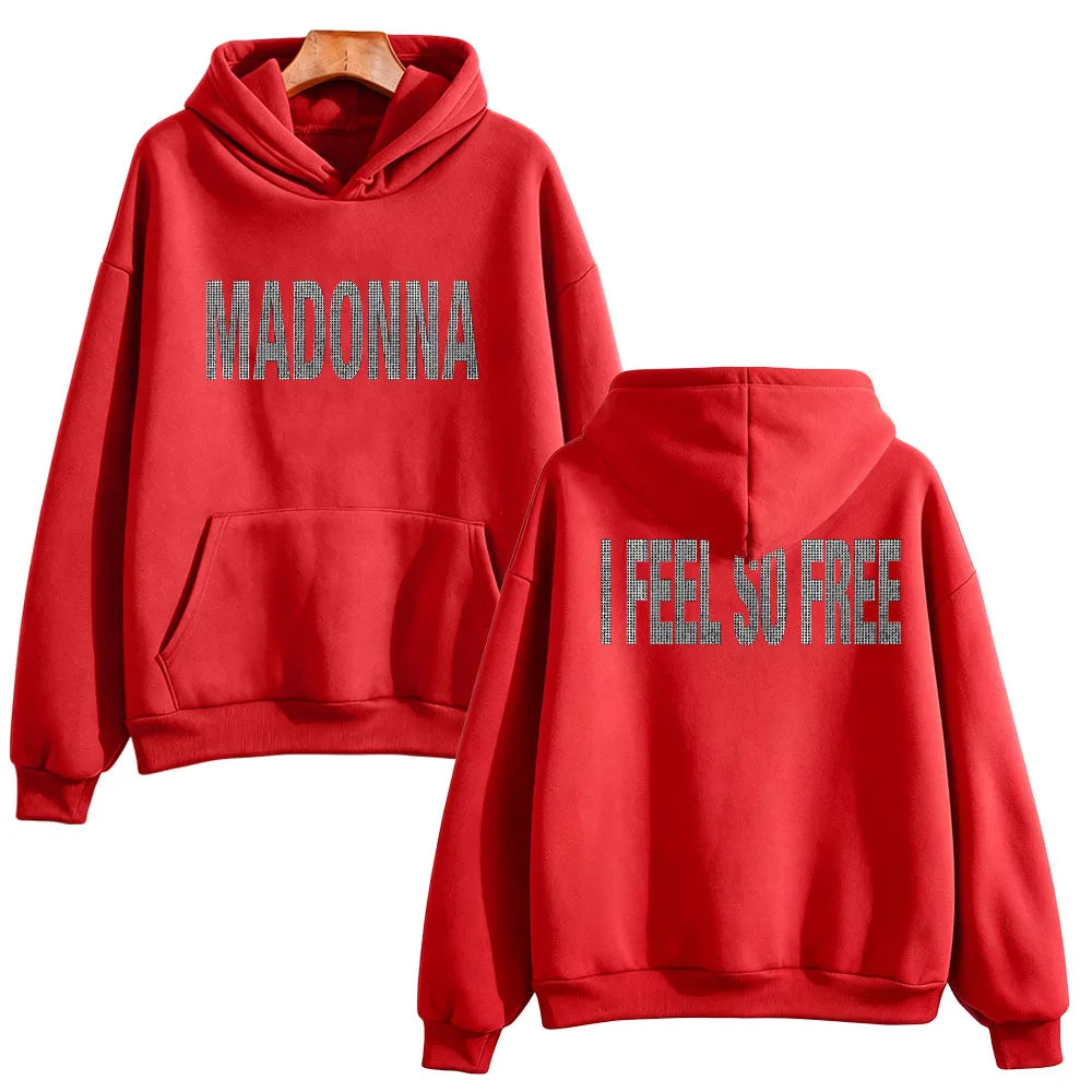 I Feel So Free Hoodie Graphic Printed Hoodie Madonna Merch Vintage Style Sweatshirts Women Men with Hooded Loose Casual Pullover