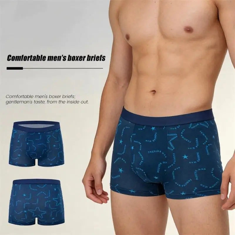 4Pcs/Lot Men's Underwear Sexy Boxer Comfortable Soft Fashion Trend Line Print Intimate Boxer 3D Pouch Sports Breathable Boxers