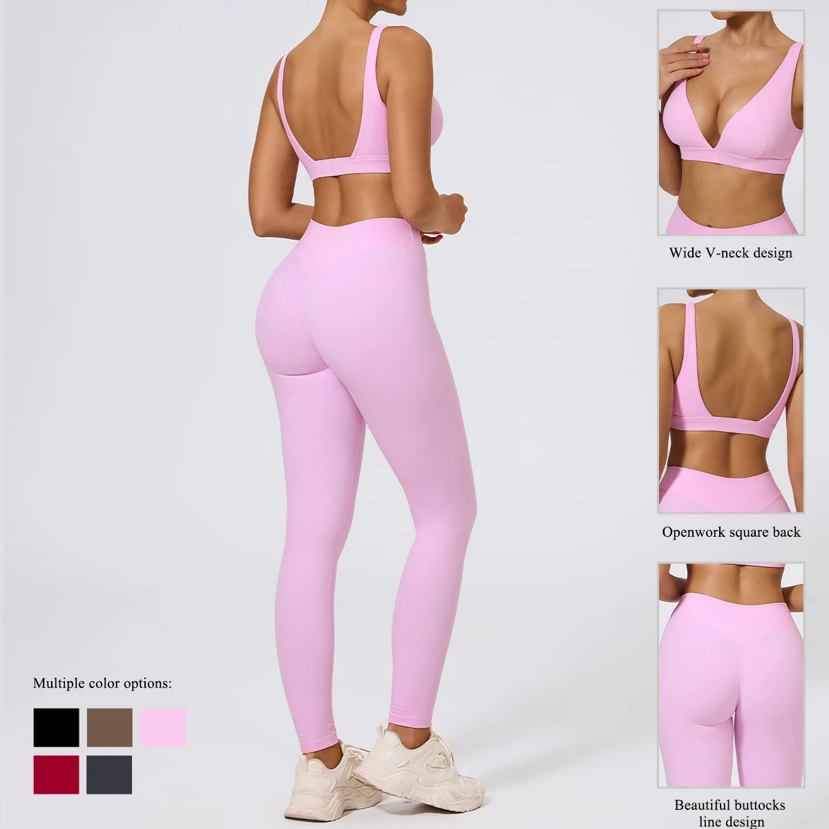 Hearuisavy Summer 2Pcs Women Sports Suit High Impact Push-Up Sports Bra Gym Yoga Tops Underwear High Waist Stretch Fitness Pants - ATFH