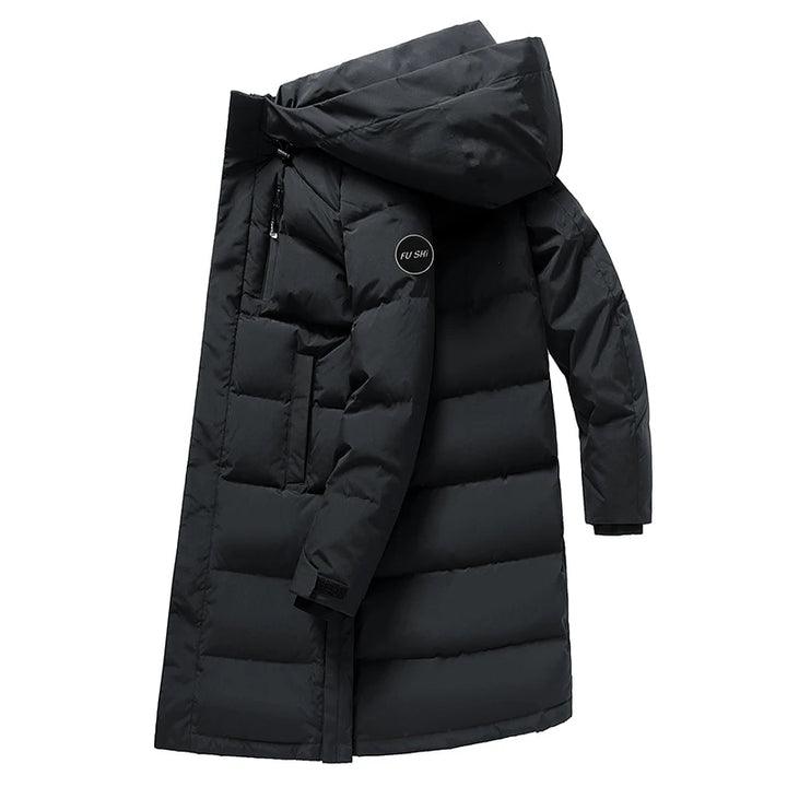 New White Duck Down Jacket Men Winter Mid Long Coat Hooded Thicken Warm Couple Outerwear Mens Puffer Jacket Parka Daily
