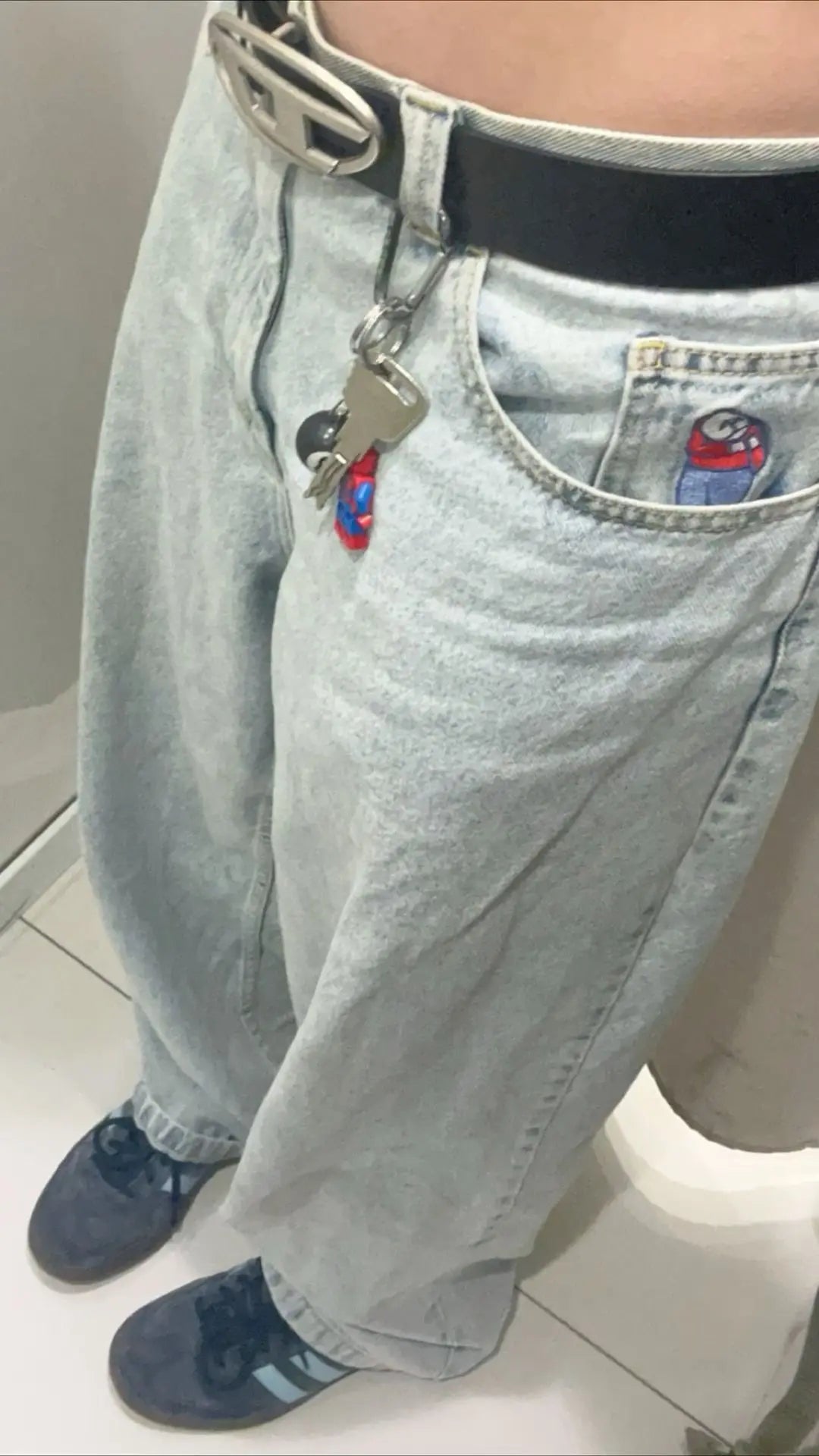 Polar Big Boy Jeans Retro Blue Cartoon Streetwear Embroidery Y2k Pants Baggy Jeans Mens Womens Hip Hop Low Waist Wide Trouser ATFH
