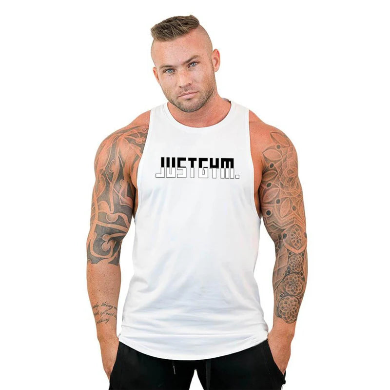 Running Vests Gym Bodybuilding Sleeveless Shirt Men's Fitness Tank Tops Workout Muscle Stringer Cotton Breathable Singlet