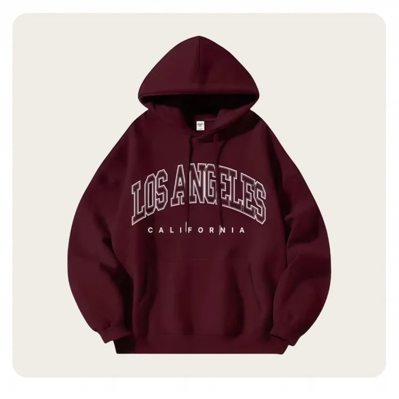 American Fashion Trend Unisex Autumn and Winter Fleece-Lined Thick Oversized American-Style Printed Jacket Loose Casual Street Style Hooded Sweatshirt - ATFH