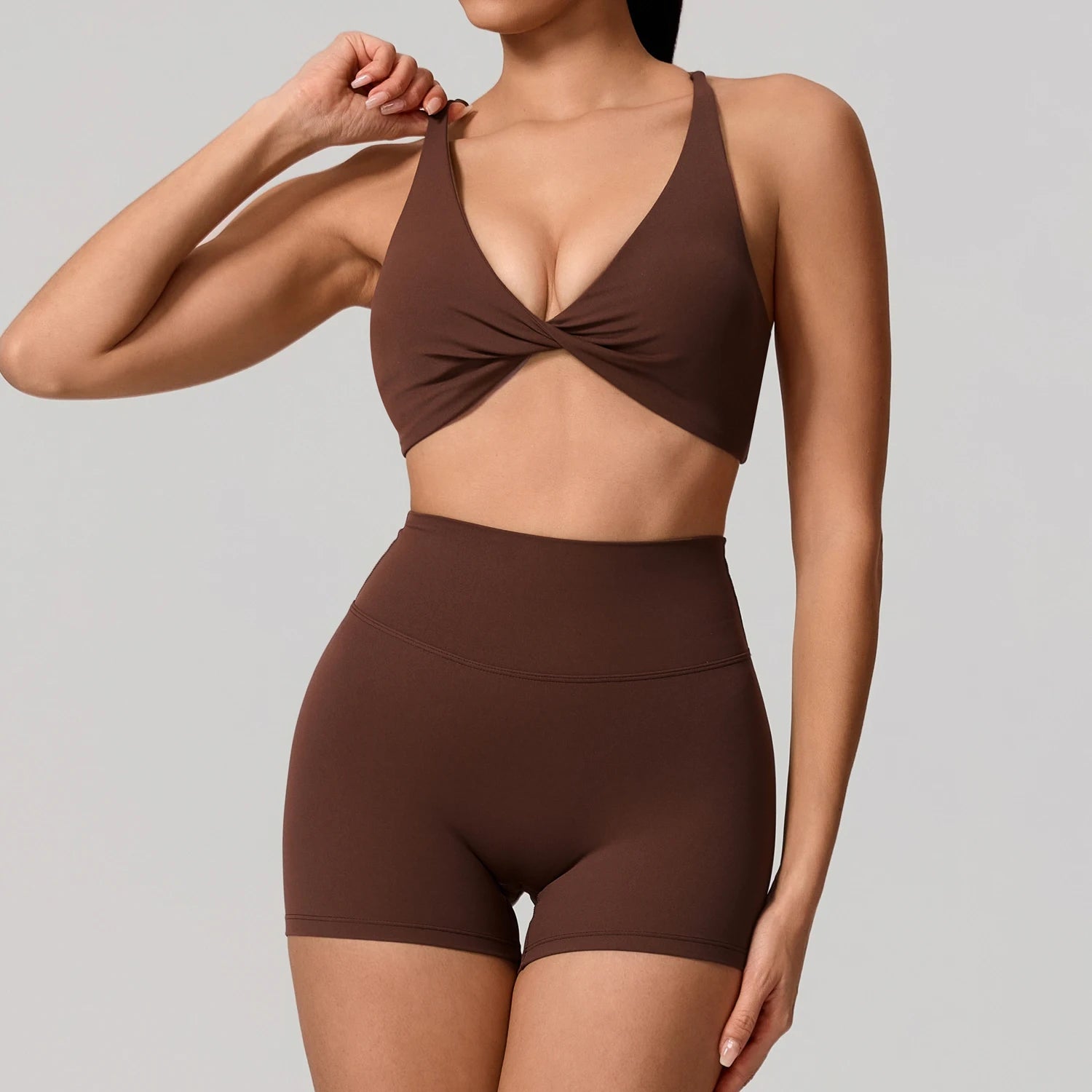 New Summer 2Pcs Women's Quick-Dry Sports Set V-Shaped Bra Female Sleeveless Yoga Outfit Gym Two-Piece Woman Sport Clothes - ATFH