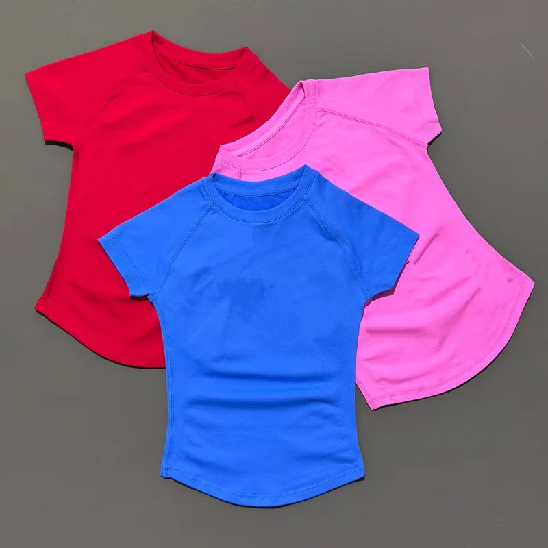 HISTELLO Sports Short Sleeve Top  Women Seamless Sculpting Yoga Bodysuit Running T-Shirt Workout Shirts Pilates Training Clothes - ATFH