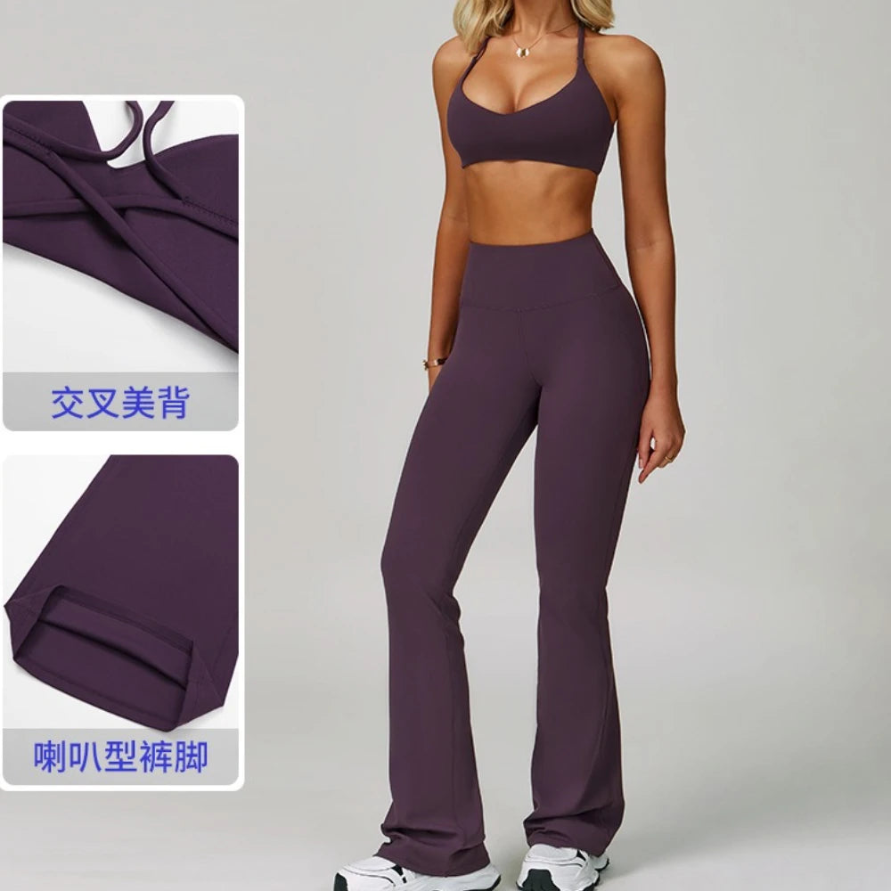 2Pcs Sets Women's Tracksuit Fitness Clothes Yoga Sets Sportswear Workout Bra High Waist Leggings Set Gym Clothing Sports Suits - ATFH