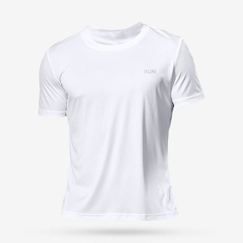 Summer Mens Quick Dry Running Bodybuilding Shirts Sport Gym t Shirt Men Short Sleeve Fitness Tops Oversized t-Shirt Jersey - ATFH