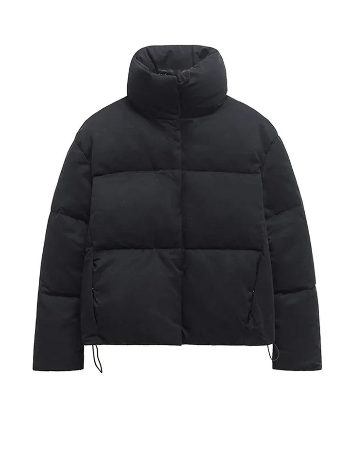 Winter Casual Cotton Coats Women's Stand Collar Zipper Long Sleeve Warm Short Outerwear Ladies Windproof Commuter Jackets ATFH