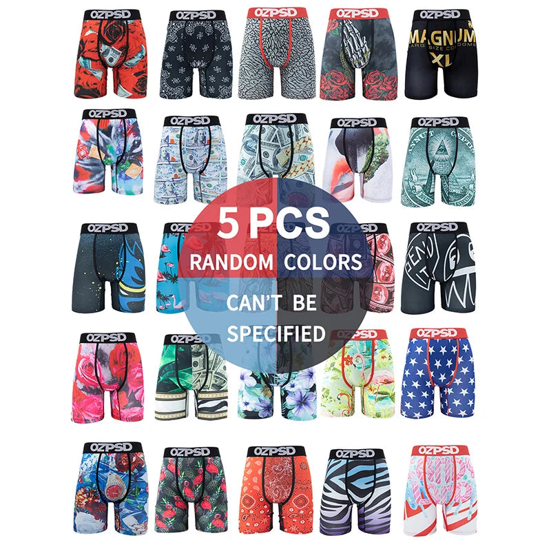 4/5Pcs Men Sexy Underwear Boxers Breathable Summer Men's Panties Fashion Print Underpants Male Plus Size L-XXL Man Boxers Trunks