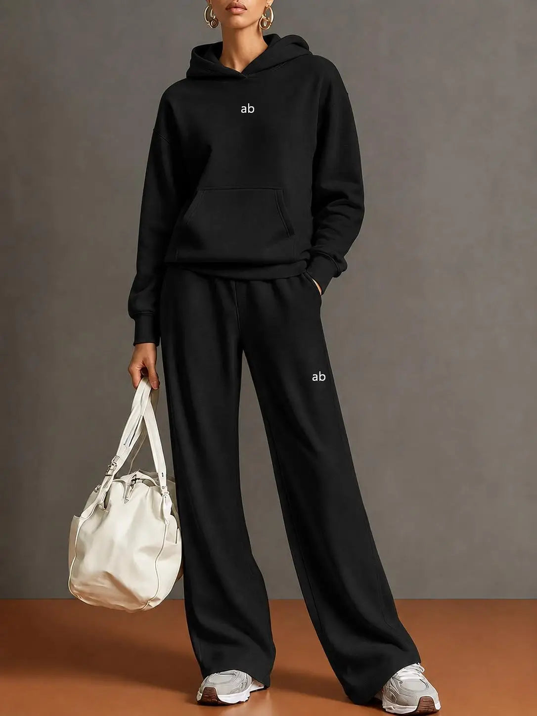 2026 Autumn/Winter New Women's Casual Hooded Sweatshirt, Wide Leg Pants Set - Loose Fit Sportswear Set for Women