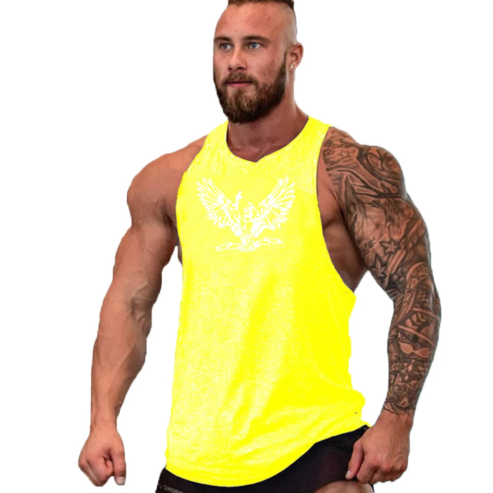 2023 New Cotton Workout Gym Tank Top Mens Muscle Sleeveless Sportswear Shirt Stringer Fashion Bodybuilding Singlets Fitness Vest
