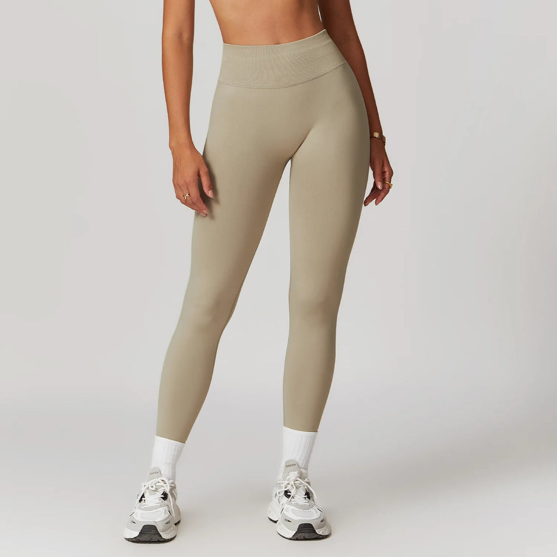 Seamless Fitness Leggings Women Sport High Waist Elastic Ribbed Yoga Leggings Gym Jogging Quick Dry Push Up Slim Pants Female - ATFH