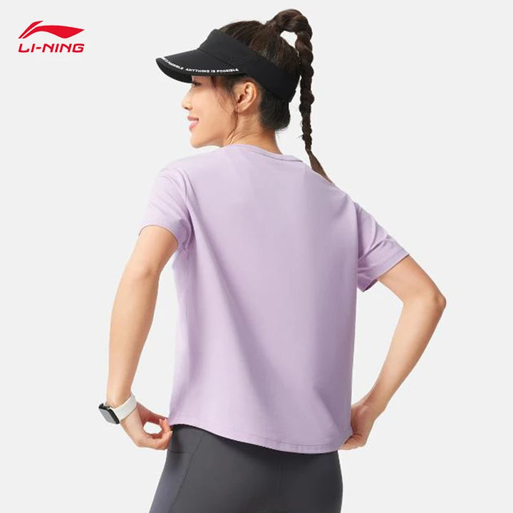 LI-NING Fitness series Women's ice comfortable loose short sleeved T-shirt Sports Tee Tops ATSV044 - ATFH