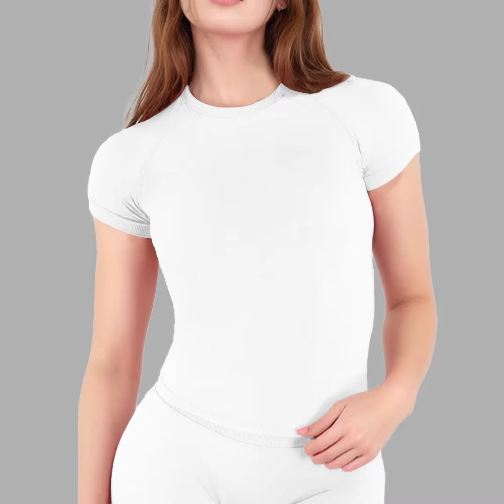 NCLAGEN Sport Shirt Women Fitness Impact Short Sleeve Top Gym Workout Yoga Blouse Quick Dry Breathable Running Tee Versatile Top - ATFH