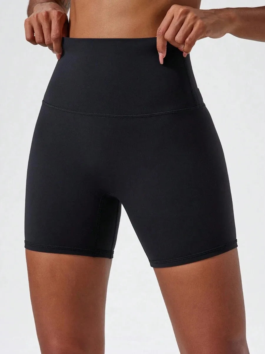 Women'S High-Waisted Stretchy Shorts - Slimming Summer Workout Shorts, Sexy Butt-Lifting Design, Casual and Versatile Style, Bla