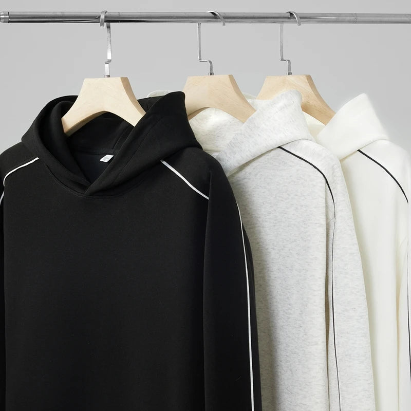 2025 Men Hoodie Cotton Unisex Oversized Long-Sleeve Sweatshirt Loose Fit Cozy Streetwear Hong Kong High-Street Casual Tops - ATFH