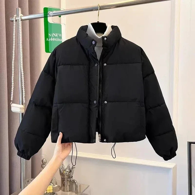2025 New Korean Stand Collar Autumn Winter Coat Women Thickened Puffer Jacket Loose Parka Warm Cotton-padded Jacket Short Coats ATFH