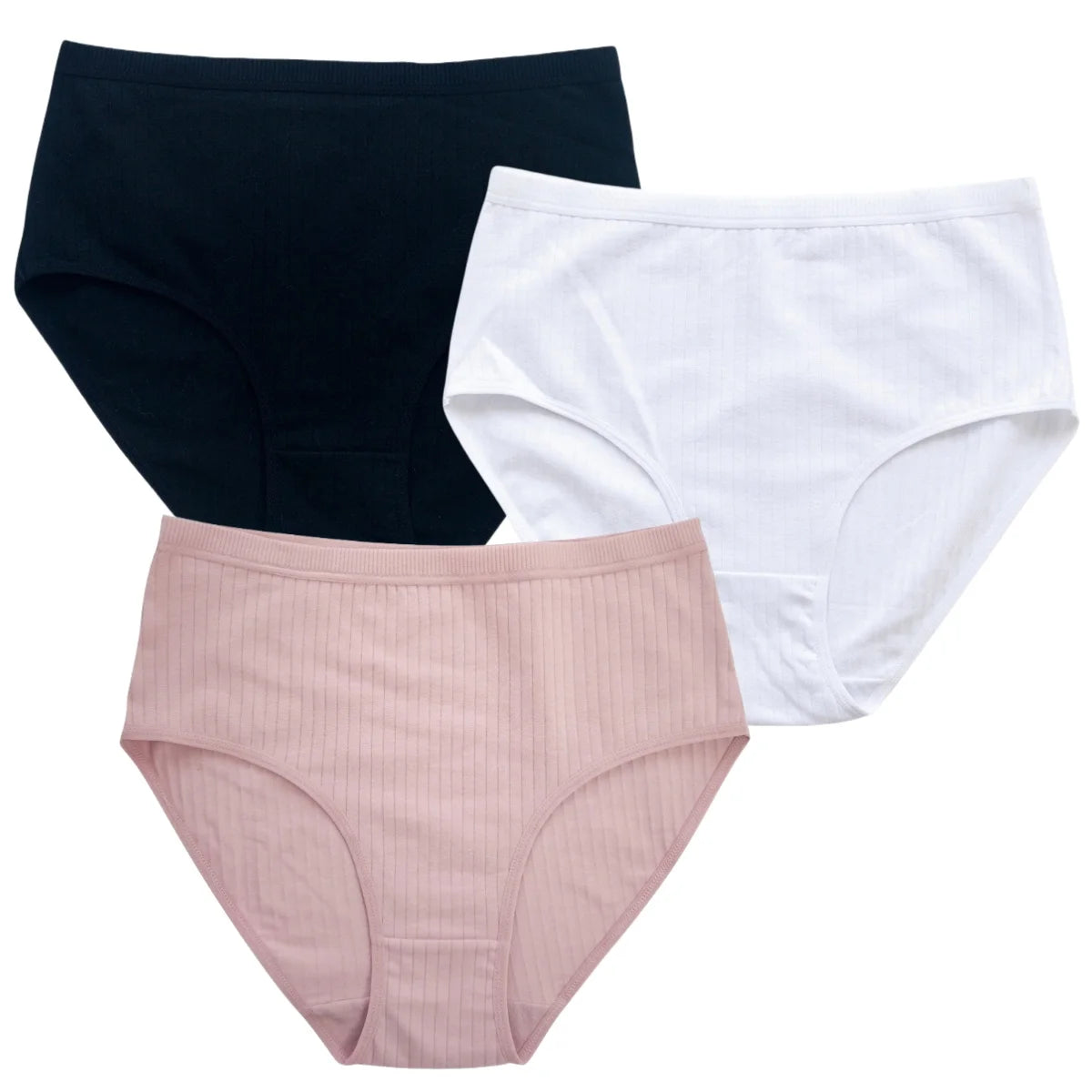 3Pcs/Set Women High Waist Panties Cotton Briefs Tummy Control Underwear Sexy Lingerie Breathable Full-Coverage Underpants S-XXL