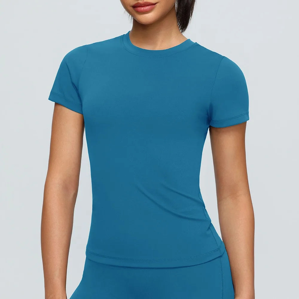 2026 Women Training Sports Tops Quick Dry Breathable Tank Top Fitness Running Short Sleeve Yoga Top Gym Workout Sports T-Shirt - ATFH