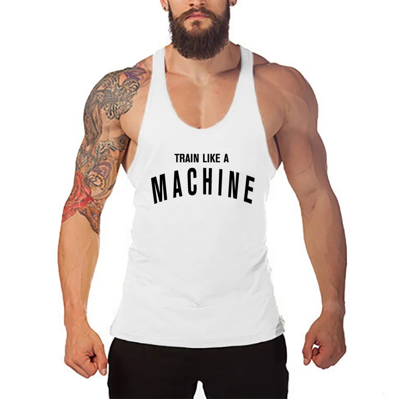Men's Summer Breathable Gym Clothing for Men Cotton Running Vests Fitness Tank Tops Loose Workout Stringer Sleeveless Shirt