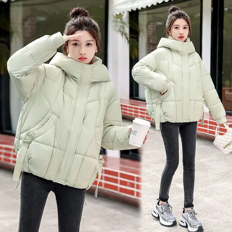 Large Down Short Hooded New Winter Thick Warm Jacket, Loose And Slimming Cotton Jacket
