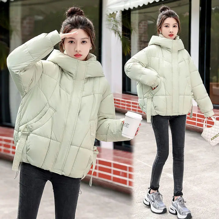 Large Down Short Hooded New Winter Thick Warm Jacket, Loose And Slimming Cotton Jacket