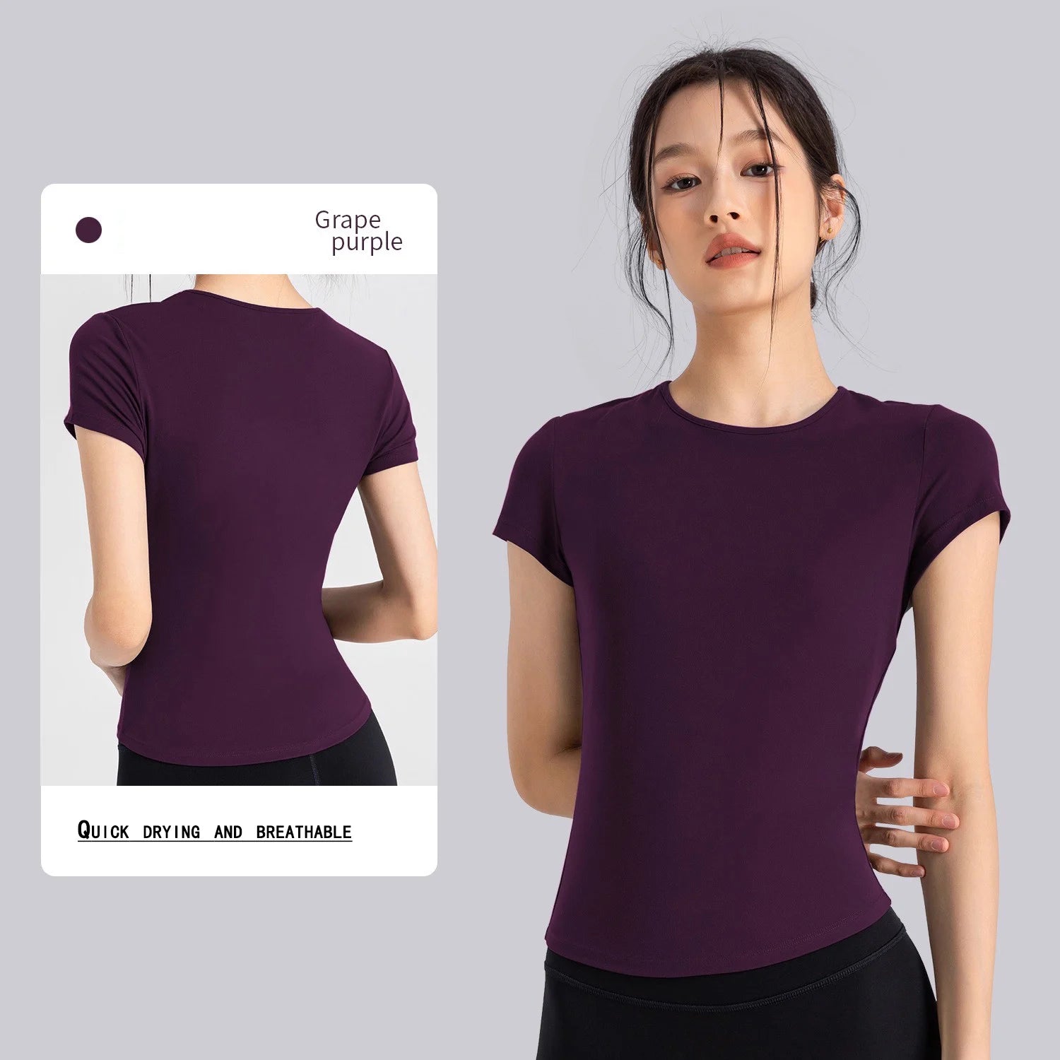 Women's Outdoor Sports Shirt Yoga Wear Fitness T-Shirt Quick Dry Running T-Shirt Workout Top Female Sportswear Exercise Clothing - ATFH