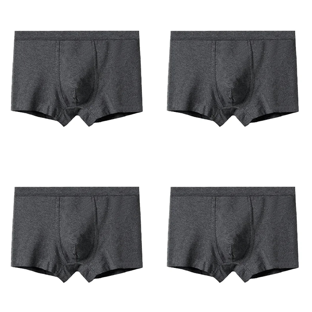 4Pcs Mens Plus Size Underwear Cotton Boxers Briefs Man Breathable Underpants Teenagers Comfortable Solid Shorts Boxers Hombre