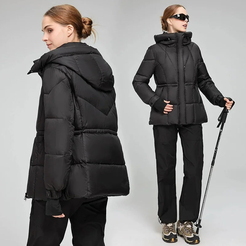 2025 Outdoor Sports Women's Winter Cotton-padded Jacket Hooded Parkas Windproof Coats Thicken Warm Slim Outerwear Casual Coats ATFH