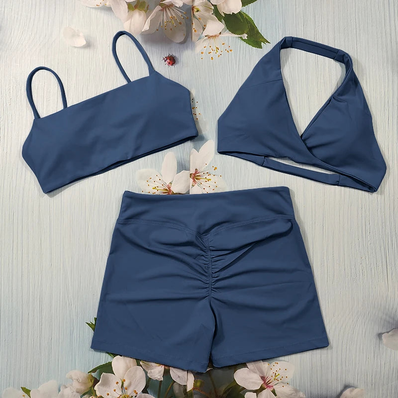 Summer Yoga Set Short 2 Piece Fitness Suit Sport Workout Outfit Women's Tracksuit Scrunch Gym Clothes Female Exercise Sportswear - ATFH