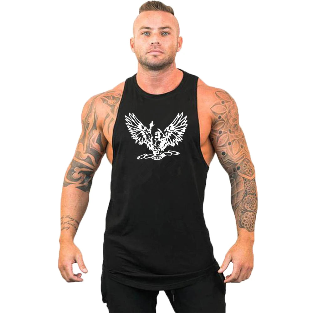 2023 New Cotton Workout Gym Tank Top Mens Muscle Sleeveless Sportswear Shirt Stringer Fashion Bodybuilding Singlets Fitness Vest