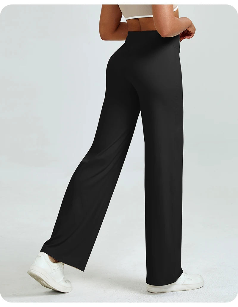 High Waisted Straight Leg Yoga Pants for Women, Naked Feeling Butt Lifting Loose Fit Workout Trousers, Slimming Gym Pants ATFH