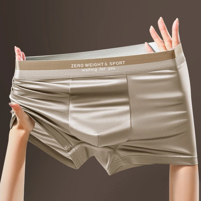 Men's Boxer Shorts Ice Silk Underwear Plus Size Underpants Breathable Sexy Slim Panties Top Quality Lingerie Wholesale