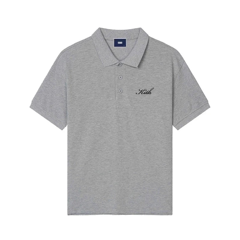 Japan Korea Quality 100%Cotton Solid polo T Shirt Mens Short Sleeve Fashion Trend Clothing Woman Summer Letter Embroidery Tops
