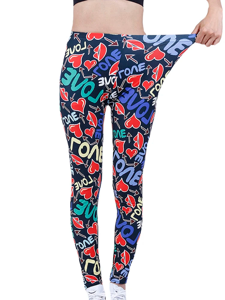 CUHAKCI Fashion Women Leggings Beautiful Leaf Floral Printing High Waist Jeggings Stretch Pant Sexy Hot Sale Clothing Mujer - ATFH