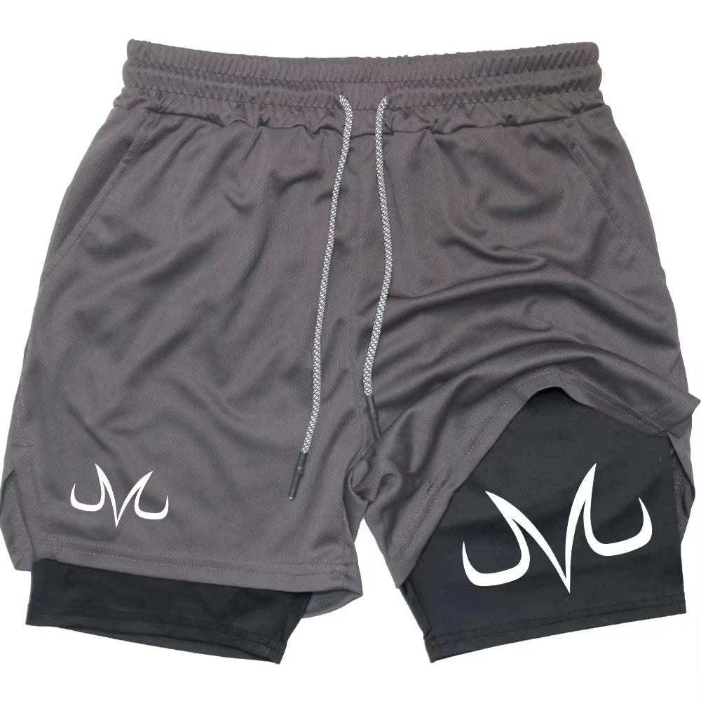 Toji Anime Printed Men's GYM Casual Sports Shorts 2-in-1 Mesh Workout Running Short Pants
