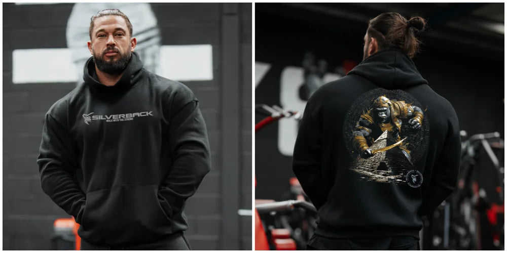 SILVERBACK Mens Gym Fitness Hoodie Autumn Long Sleeve Hooded Pullover Printed Sweatshirts Bodybuilding Apparel Sportswear Tops - ATFH